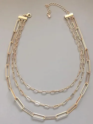 Miniatura 5 de Long tiantian Collar de clip de papel para mujer, collar de eslabones de cadena de oro, collar de cadena en capas, collar de clip para niñas, Cobre