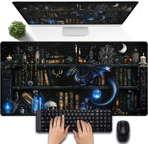 Miniatura 24 de Tapete de escritorio de bosque anime, lindo tapete de mouse verde, tapete de escritorio completo Kawaii estético XXL para juegos Mousemat XL