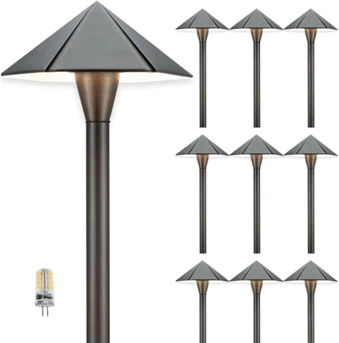 Miniatura 14 de Gardenreet Luces de camino de bajo voltaje de latón, luces LED de camino de paisaje, luces de patio al aire libre impermeables IP65, 12 V con cable