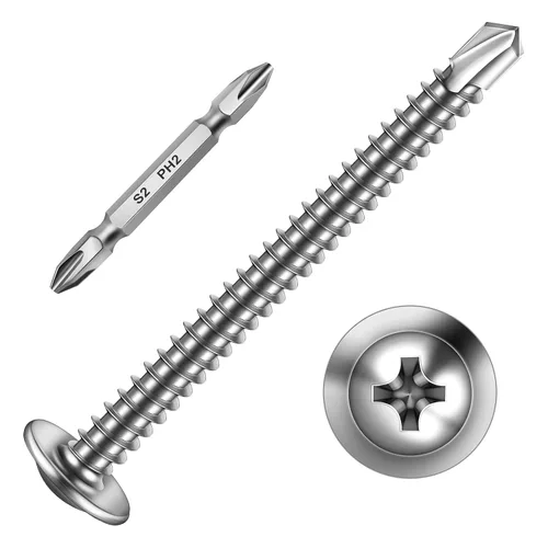 Miniatura 27 de Mywish 200 tornillos autorroscantes negros #10 × 1 pulgada para metal, 410 tornillos de metal negro de óxido de tornillo de acero inoxidable