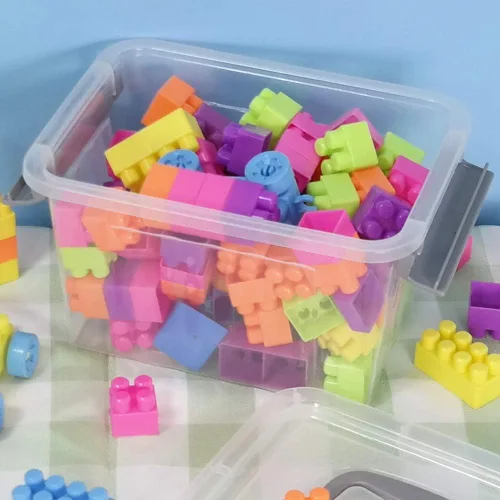 Miniatura 4 de Pekky Contenedores de plástico transparente de 3.5 cuartos de galón, caja de almacenamiento de plástico con mango pequeño, 6 paquetes (gris)