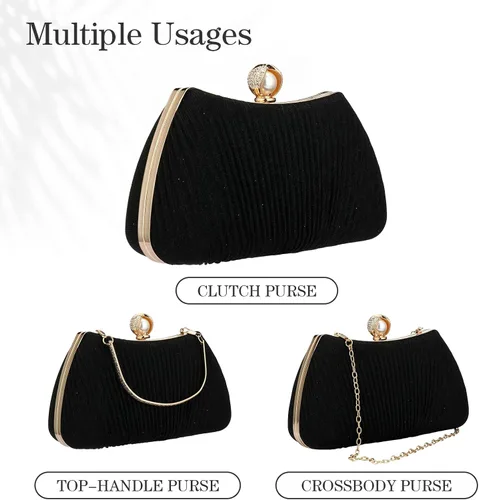 Miniatura 2 de Bolso de mano para mujer bolsa de noche brillante con asa superior bolso cruzado tejido bolsa de hombro para boda fiesta de graduación