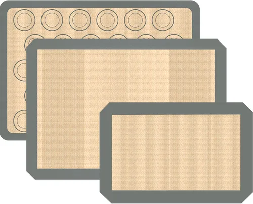 Miniatura 11 de Alfombrilla de silicona para hornear, paquete de 3 alfombrillas reutilizables para hornear, antiadherente, alfombrillas de silicona seguras