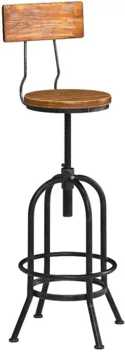 Miniatura 4 de Juego de 2 taburetes de bar industriales con respaldo, asiento giratorio de madera, barra de bar altura ajustable de 26 a 32.2 pulgadas, silla