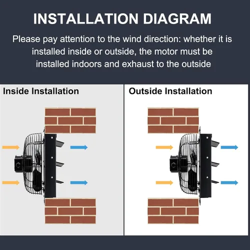 Miniatura 8 de Criditpid Ventilador Extractor de Pared con Persiana de 7 Pulgadas, Ventilador Extractor de Cocina con Interruptor de Encendido/Apagado para Ático