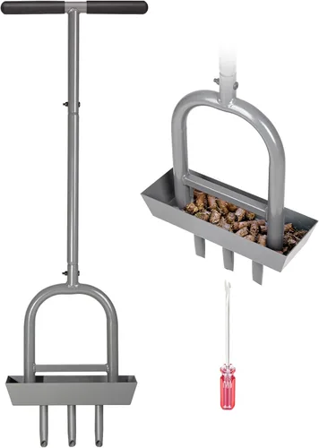 Walensee Herramienta de extracción de césped con bandeja de almacenamiento de núcleo de suelo, aireador manual de 38.2 pulgadas con 3 púas,