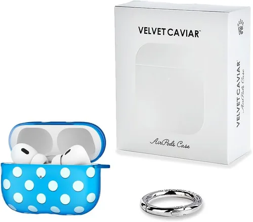 Miniatura 6 de Velvet Caviar Compatible with AirPods Pro Case 2nd and 1st Generation - Cute Protective Hard Cover for Women - Blue Aquamarine Polka Dot