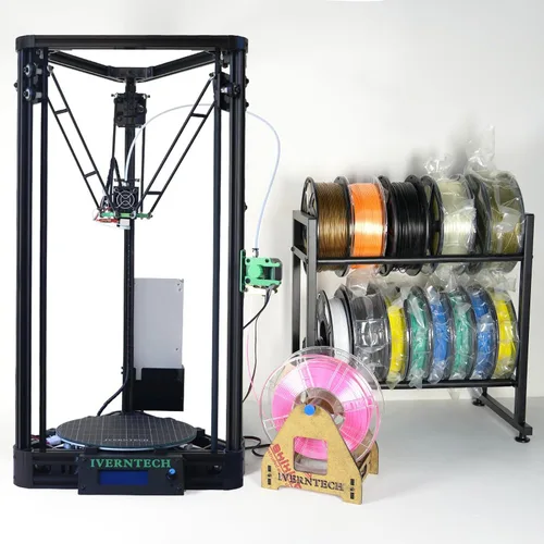 Miniatura 4 de Iverntech Soporte de carrete de filamento para impresora 3D, estante de almacenamiento de filamentos de 2 niveles, organizador de carrete