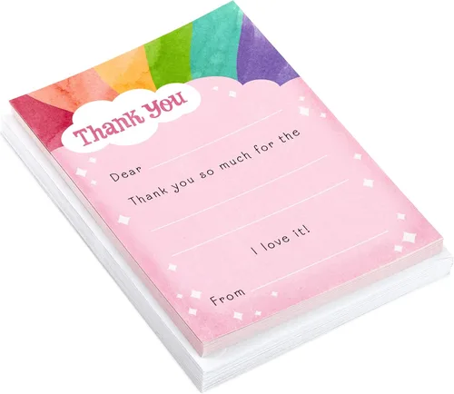 Miniatura 3 de Hallmark Tarjetas de agradecimiento en blanco para niños, arcoíris (20 tarjetas con sobres)