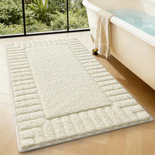Miniatura 11 de LUMI Alfombras de baño antideslizantes con parte trasera de goma, alfombra de baño de microfibra de felpa extrasuave, absorbente, lavable a máquina