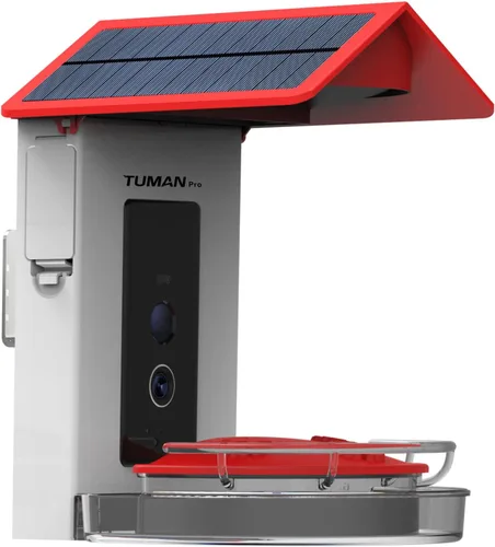 Comedero inteligente para colibríes con cámara de video HD de 1080P, vista de 130°, reconocimiento de IA, control de aplicación, energía solar para