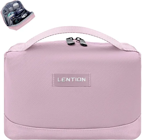 Miniatura 12 de LENTION Estuche organizador de electrónica premium con asa, bolsa grande de viaje con múltiples compartimentos para tableta, cargadores de MacBook