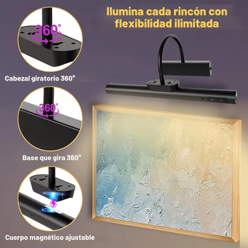 Miniatura 4 de LYTARA Luz para cuadros inalámbrica regulable con controlador y temporizador, aplique de pared con batería recargable para cuadros de pared