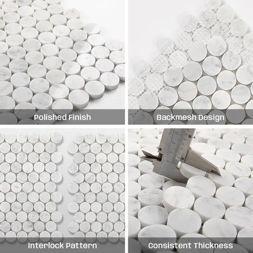 Miniatura 5 de Carrara - Mosaico de mármol blanco, pulido, mosaico de mármol blanco Carrara para cocina, baño, pared, suelo, ducha, 5 hojas, hexagonal de 2 pulgadas