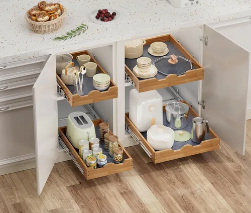 Miniatura 2 de OCG Cajones extraíbles para armarios de cocina de 14 pulgadas de ancho x 21 pulgadas de profundidad, estante de cajón de madera deslizante, estantes