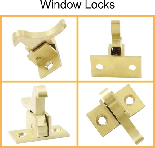 Miniatura 4 de Biaungdo 2 pestillos de latón para ventana, cierre de puerta de gabinete resistente con tornillos de montaje y destornillador para puertas