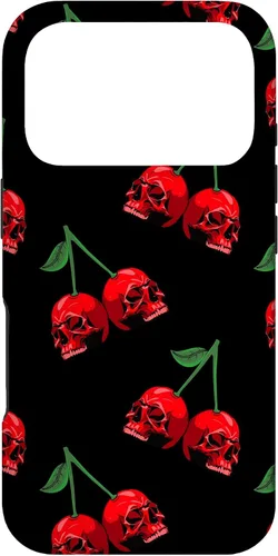Miniatura 30 de Cute Cherry Skull Pattern Red Scary Skulls Black Background Case for iPhone 17