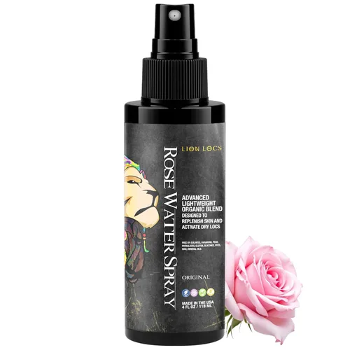 Lion Locs - Spray de agua de rosas para rastas y rastas - Acondicionador vegano orgánico con aloe, aceites, vitaminas y glicerina