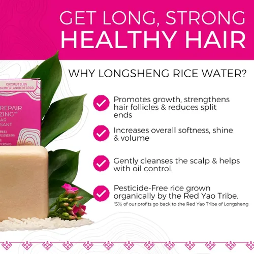 Miniatura 2 de VIORI Coconut Bliss - Barra de acondicionador hidratante y reparadora avanzada, hecha con agua de arroz y vitaminas para la salud del cabello, barra