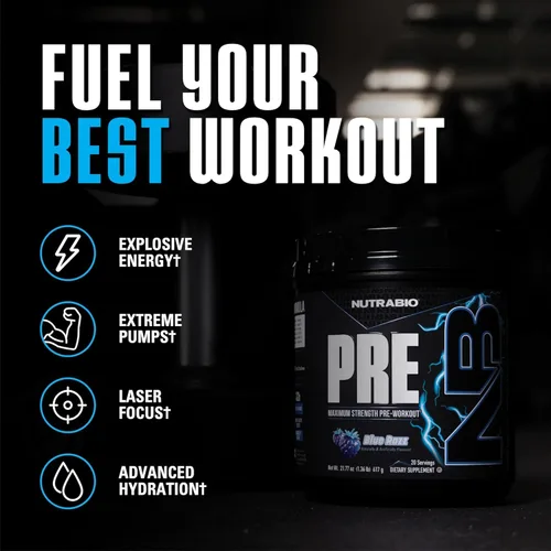 Miniatura 2 de NutraBio Polvo de preentrenamiento, Blue Razz Energía explosiva, enfoque láser, bombas extremas Pre-entrenamiento para hombres y mujeres
