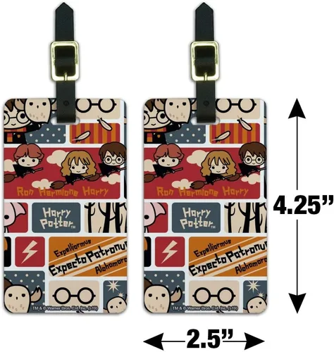 Miniatura 6 de Harry Potter - Juego de 2 tarjetas de identificación para equipaje de mano con diseño de Chibi