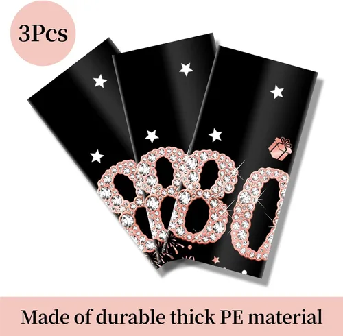Miniatura 3 de Paquete de 3 manteles de color oro rosa para cumpleaños n.° 80, suministros para fiestas, mantel rectangular desechable de plástico Oro rosa 80