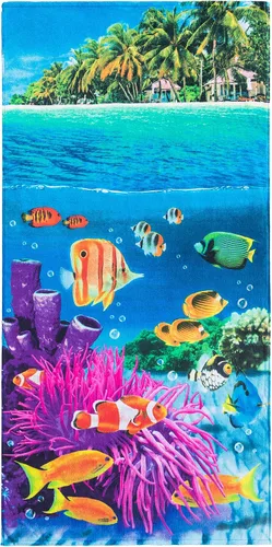 Miniatura 2 de Softerry Tropical Island - Toalla de playa de 30 x 60 pulgadas, 100% algodón, arrecife y peces de coral