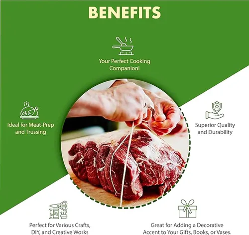 Miniatura 2 de Regency Wraps Carniceros - Bola de cordel para cocinar, hecha de algodón natural pesado para pavos y preparación de carne para asar, bola de 200