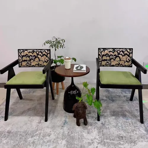 Miniatura 8 de YVYKFZD Juego de sillas de comedor de madera maciza, sillas de cocina sin brazos, silla de comedor tapizada con respaldo, sillón de terciopelo