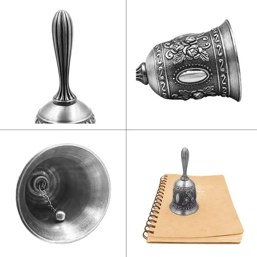 Miniatura 5 de Hourwof Campanas de metal para bodas y Navidad, campanas decorativas para llamadas, color plateado