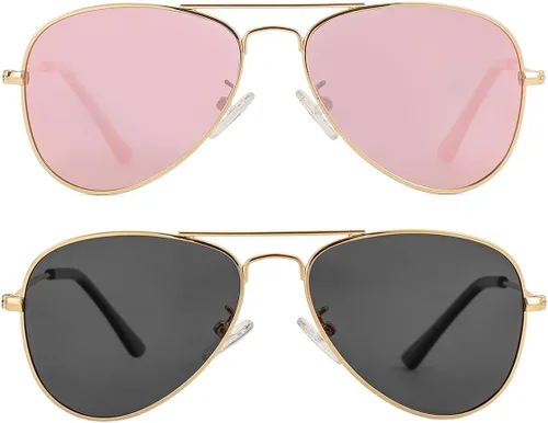 Miniatura 84 de Gleyemor Lentes de sol polarizados estilo aviador para niños y niñas, jóvenes, adolescentes, dos tamaños de 1.969 in y 2.047 in