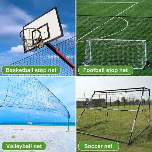Miniatura 6 de Red de fútbol de nailon resistente, barrera deportiva fácil de instalar con cuerda y hebillas, 10 pies/15 pies/20 pies/30 pies/40 pies