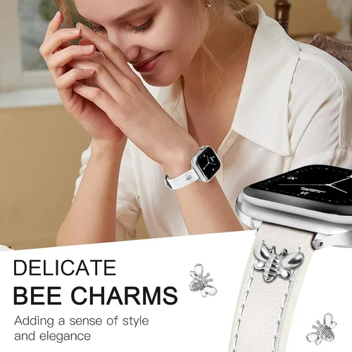 Miniatura 3 de JR.DM Correas de cuero delgadas compatibles con Apple Watch Band 1.496 in 1.575 in 1.614 in 1.654 in 1.732 in 1.772 in 1.811 in 1.929 in, correa