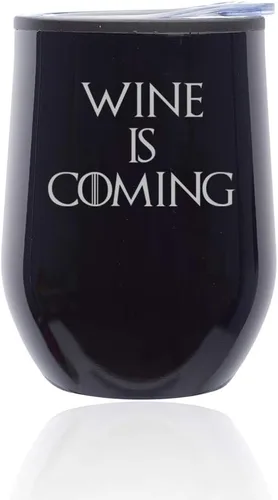 Miniatura 8 de Stemless Wine Tumbler Coffee Travel Mug Glass With Lid Wine Is Coming Funny (Turquoise Teal)