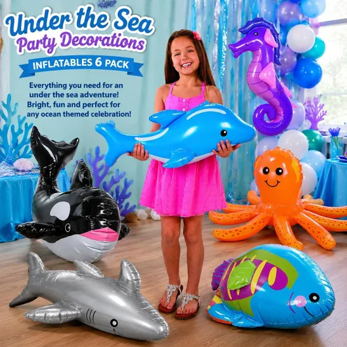 Miniatura 2 de Inflables bajo el mar: ballena, delfín, pulpo, tiburón, pez arcoiris, y caballitos de mar.