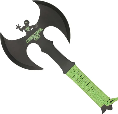 Miniatura 7 de Armory Replicas Hacha de lanzamiento de doble cabeza: hacha de acero inoxidable anodizado negro de espiga completa con envoltura y funda de nailon