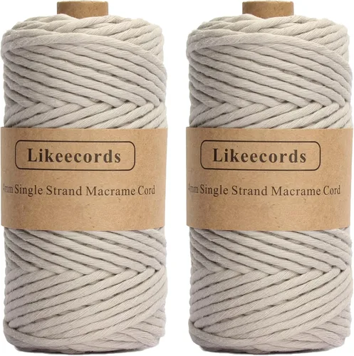 Miniatura 34 de Likeecords - Cuerda de macramé de 4 mm de un solo hilo, 80 m de cuerda de macramé colorida, cuerda de algodón para macramé, cuerda de algodón