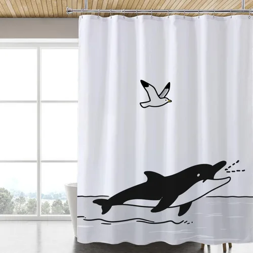 Miniatura 36 de LLSCL Cortina de ducha de tela azul con contrapeso inferior, calidad de hotel impermeable, 72 x 72 pulgadas, lavable a máquina Azul marino