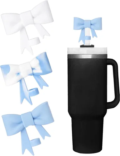 Miniatura 15 de Juego de 4 fundas de popote con diseño de estrella compatibles con vasos Stanley de 30 y 40 onzas, reutilizables, bonitas puntas de popote