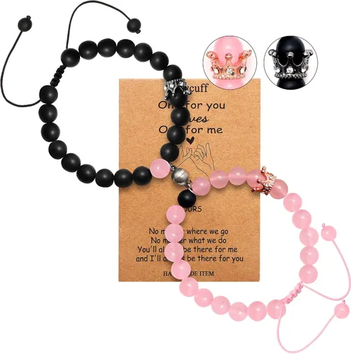 Pulseras magnéticas a juego con tu novio y novia con cuentas para mujeres, hombres, amantes de los mejores amigos, pulseras de conexión para regalo