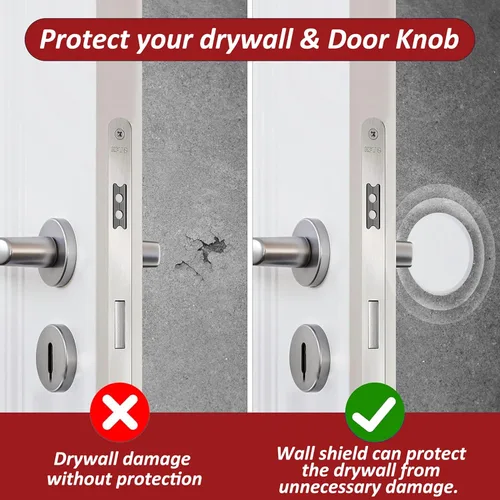 Miniatura 2 de Wideskall® Protector autoadhesivo para pomo de puerta redondo blanco (tamaño estándar de 3 pulgadas, 10.00 pulgadas, unidad)