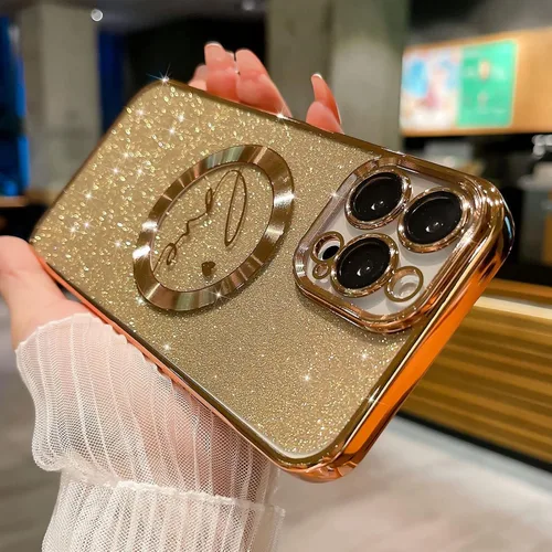 Miniatura 4 de Funda magnética con purpurina compatible con iPhone 11 Pro Max de 6.5 pulgadas, funda transparente de lujo, con diseño de corazón chapado en amor