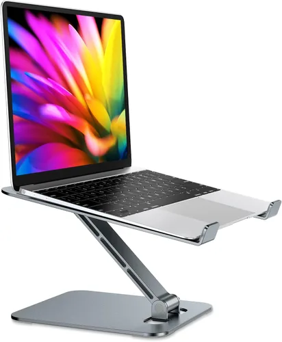 Miniatura 8 de RIWUCT Soporte plegable de aleación de aluminio para computadora portátil, soporte ergonómico ajustable para computadora portátil, soporte elevador