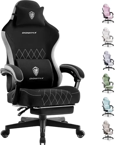 Miniatura 10 de Dowinx Silla de juegos con cojín de resorte de bolsillo, respaldo alto, silla giratoria ergonómica de 360° para juegos de oficina, soporte lumbar