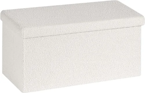 Miniatura 36 de PINPLUS Otomanas otomanas de almacenamiento con forma cuadrada con reposapiés de almacenamiento para sala de estar, asiento otomano Boucle para Negro