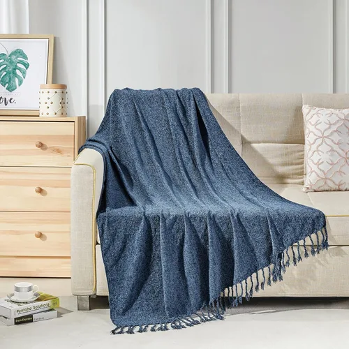Miniatura 9 de Bourina - Manta de chenilla de punto, ligera, suave, acogedora, para cama, sofá, silla