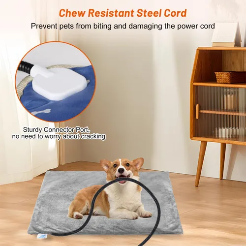 Miniatura 7 de Cama térmica para gatos de interior, almohadilla térmica eléctrica para mascotas para perros y gatos con temporizador, almohadilla térmica de 9
