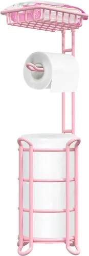 Miniatura 9 de Soporte para papel higiénico, dispensador de rollo de papel higiénico con estante para almacenamiento de baño, sostiene megarrollos de reserva