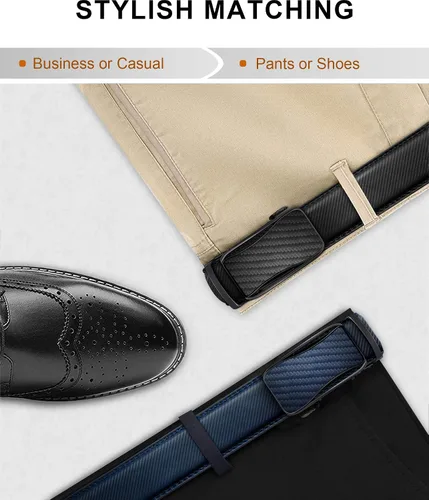 Miniatura 6 de KEMISANT Cinturón de trinquete para hombre, 2 unidades, cinturón deslizante para hombre, vestido casual, pantalones Oxfords 1 38 pulgadas