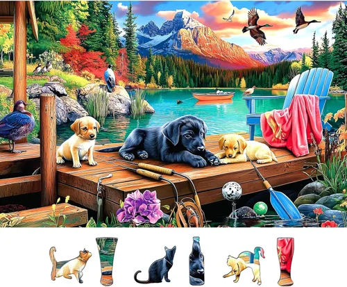 Miniatura 37 de Rompecabezas de 500 piezas para adultos, divertido rompecabezas de dibujos animados coloridos con letras en la parte posterior, bañera de pato